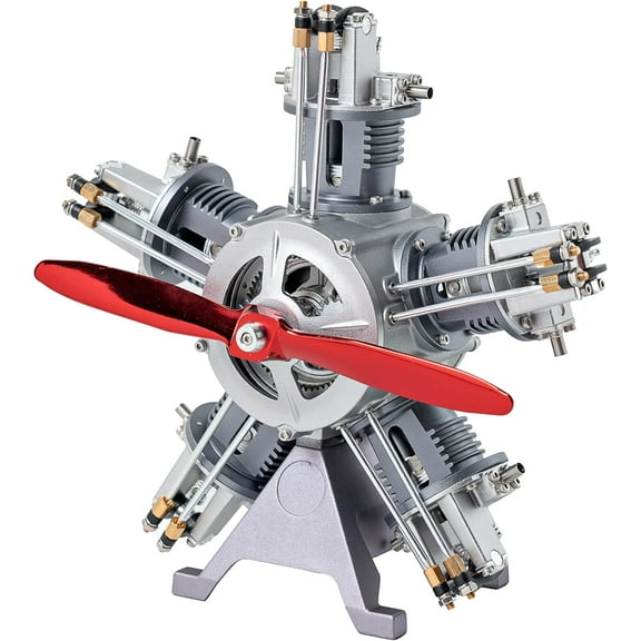 TECHING 5-Cylinder Radial Engine Model Kit That Runs Mechanical Metal Assembly