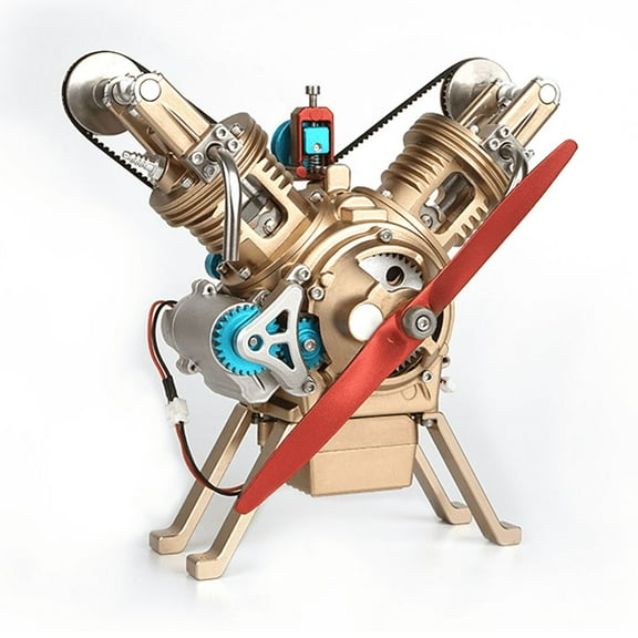 ENGINEKIT Teching V2 Engine Assembly Kit Full Metal Vtwin Double-Cylinder Engine Model Kit for Collecting Education