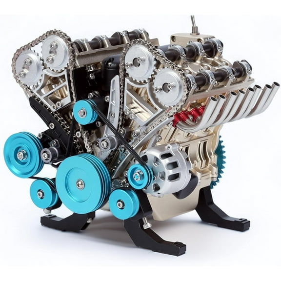 TECHING v8 Engine Model kit That Works Metal Mechanical Metal Assembly DIY Car Engine Model Kit 500+Pcs Educational Experiment