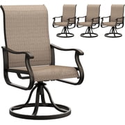 Techmilly Outdoor Dining Chairs , Patio Swivel Chairs Set of 4, Support 400lbs , Brown