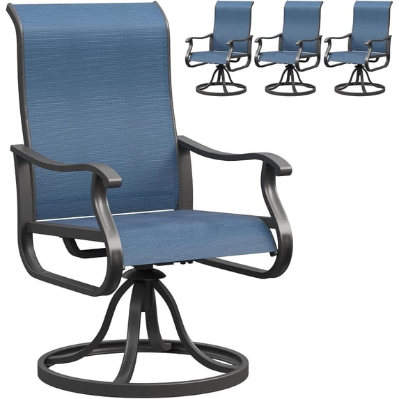 Techmilly Outdoor Dining Chairs , Patio Swivel Chairs Set of 2, Support 400lbs , Navy blue