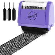 TECHMILY Identity Theft Protection Roller Stamp | 5-Color Refillable Privacy Guard 1.34" Wide Coverage + 3 Ink Refills