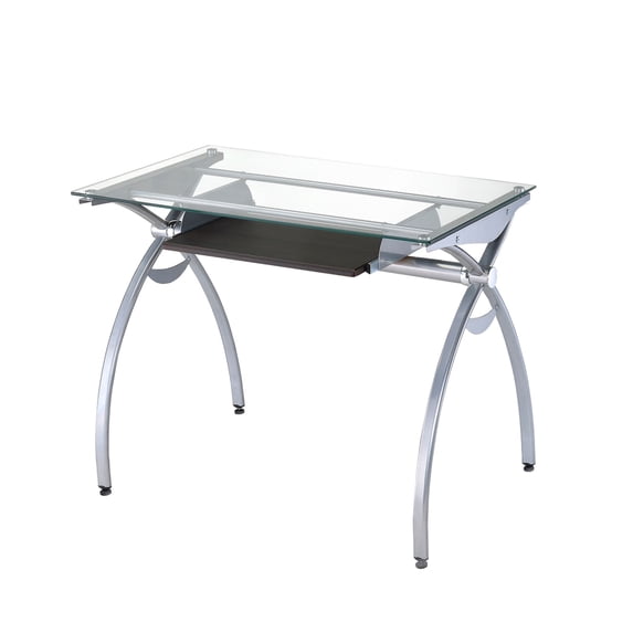 Techni Office Solutions 43.25" Clear and Brown Durable Rectangular Computer Desk