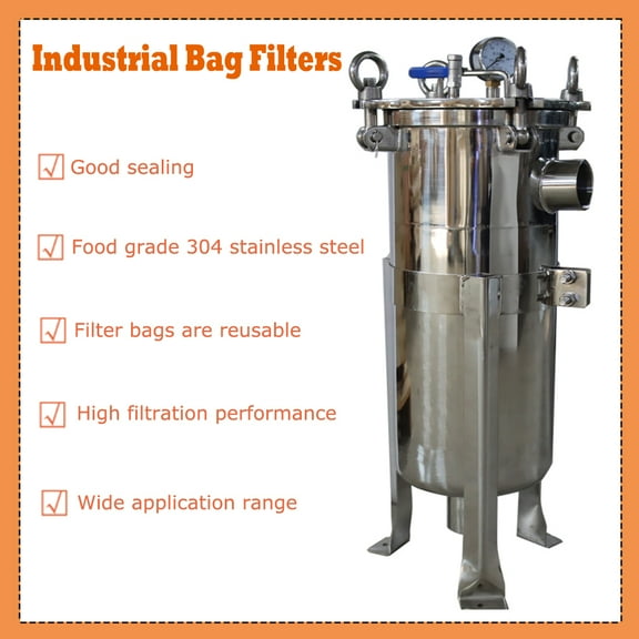 TECHTONGDA 1# Bag Filter 304 Stainless Steel Water Sewage Industrial Filter 2" NPT In/Out