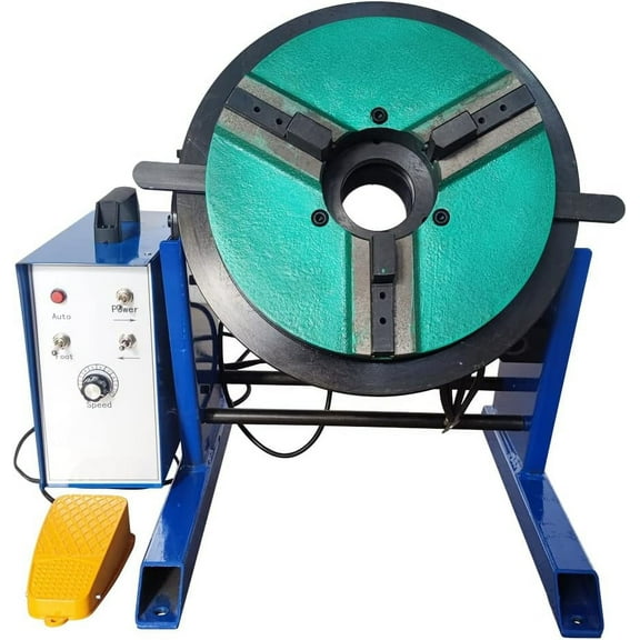TECHTONGDA 100KG Welding Positioner Rotary Welding Positioning Machine Turntable Timing with 300mm Chuck and Foot Switch
