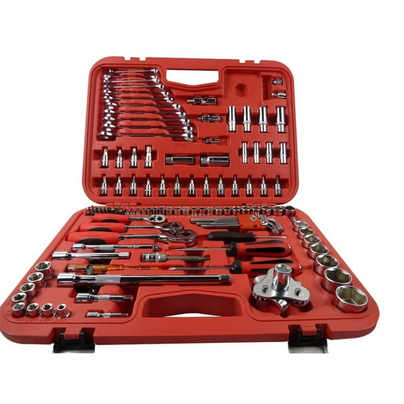 TECHTONGDA 121 Pieces Socket Set Professional Repair Ratchet Universal Spark Plug Sleeve Combination Tool Steel for Car Repair