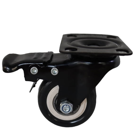 TECHTONGDA 2" Flat Bottom Swivel Caster Polyurethane Wheels with Brake Base Top Plate Double Ball Bearing Wheel