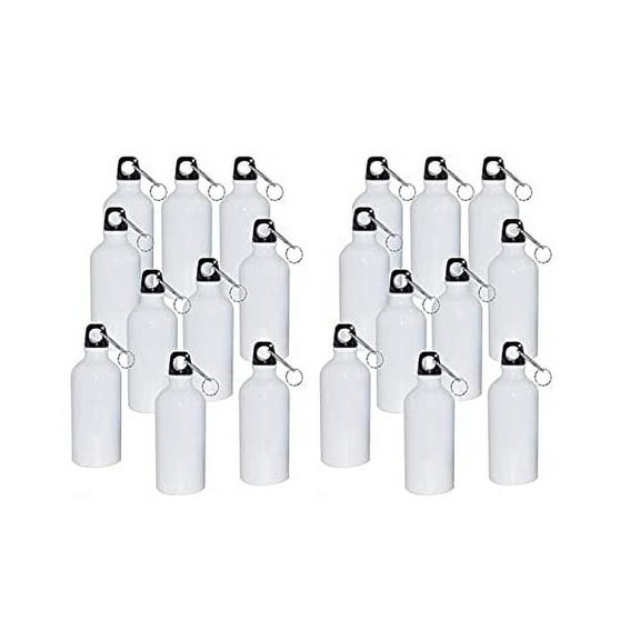 TECHTONGDA 20pcs Water Bottles 500ml Sublimation White Blank Aluminum Sports Bottle Heat Press Water Bottle with Safe Lock for Sublimation Printing