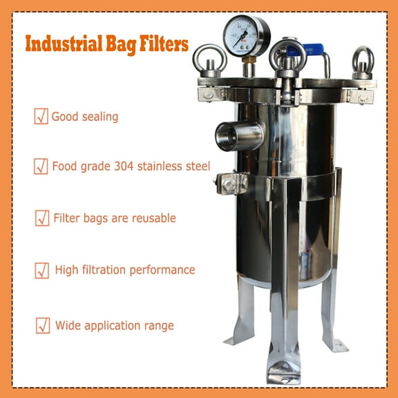 TECHTONGDA 3# Bag Filter 304 Stainless Steel Oil Beverage Chemistry Filter 1" NPT In/Out