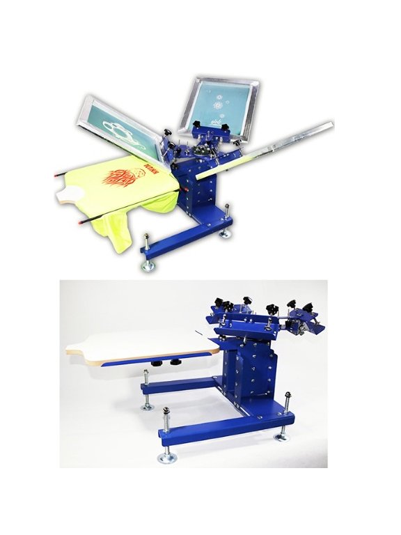 3 Color 1 Station Single Rotating Screen Printing Press Floor Desktop Dual Use DIY T-Shirt Machine