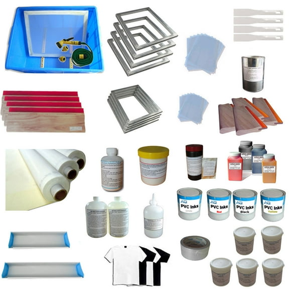 TECHTONGDA 3 Color 4 Station Screen Printing Kit For Starter DIY Rotating Screen Pringting Machine