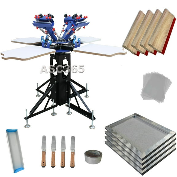 TECHTONGDA 4 Color 4 Station Screen Printing Press Kit Vertical Screen Printing Machine Sceen Frame Hand Tools