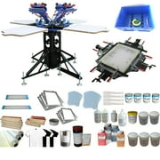 TECHTONGDA 4 Color Screen Printing Kit with Manul Stretcher Screen Frame & Shirt Press Tool