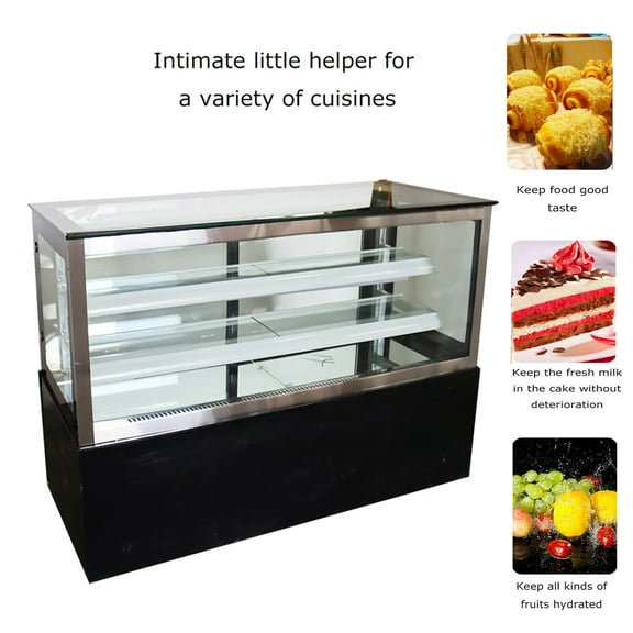TECHTONGDA 47" Refrigerated Cake Showcase Countertop Right Angle Bakery Display Cabinet with Defogging Glass 220V