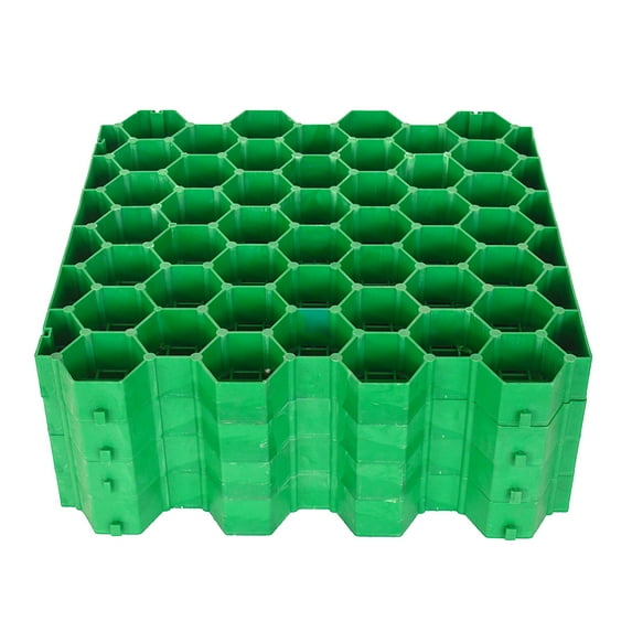 TECHTONGDA 4PCS Gravel Driveway Grid Flat-interlocked Grass Pavers HDPE Green Plastic Shed Base for Parking lot Garden
