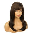 thumbnail image 1 of TECHTONGDA 55cm Brown High Temperature Fiber Hair Wigs With Bangs For Women Size Adjustable, 1 of 9