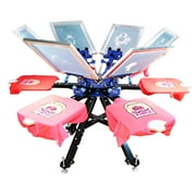 TECHTONGDA 6 Color 6 Station Double Rotating Screen Printing Press Micro Registration Desktop Floor Dual Use