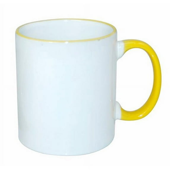 TECHTONGDA 6pcs 11oz Rim Handle Mug Yellow Heat Press Transfer Small Business