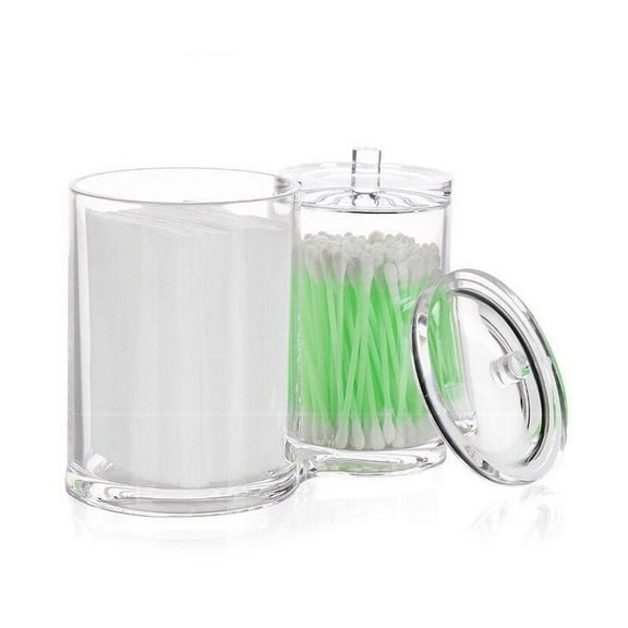 TECHTONGDA Acrylic Clear Cotton Ball and Swab Organizer Holder Container Comestic Makeup Organizer Makeup Brush Holder
