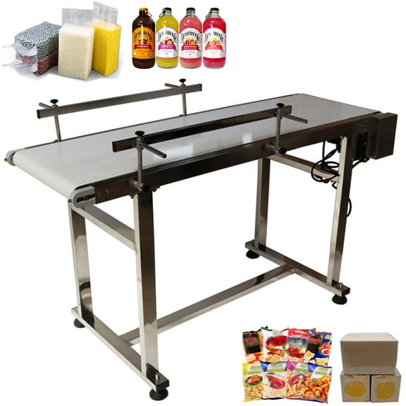 TECHTONGDA Belt Conveyor 53"*15.7" White PVC Belt Conveyor Systems With Double Guardrail