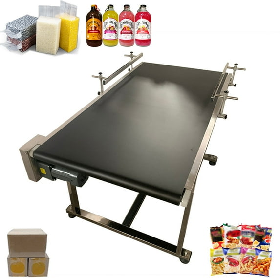 TECHTONGDA Belt Conveyor 59"*27.5" Black PVC Belt Conveyor Systems With Double Guardrail