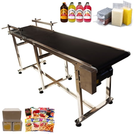 TECHTONGDA Belt Conveyor 82.6"*15.7" Black PVC Belt Conveyor Systems With Double Guardrail