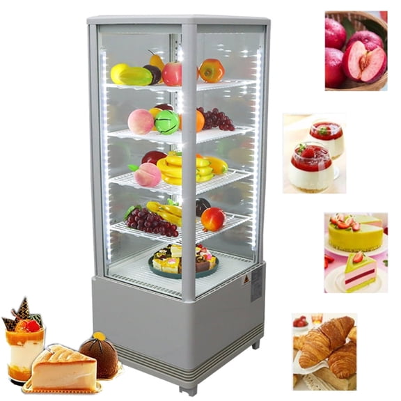 TECHTONGDA Cake Display Cabinet Drinks Dessert Refrigerated Showcase with LED Light 98L