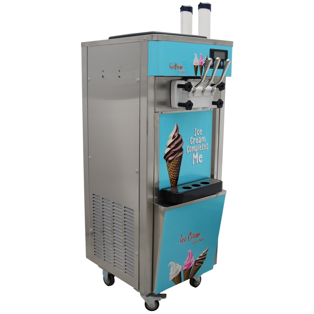 TECHTONGDA Commercial 3 Flavors Soft Ice Cream Cooling Making Machine Ice Cream Frozen Cones Making 20-30L/H Standing Type
