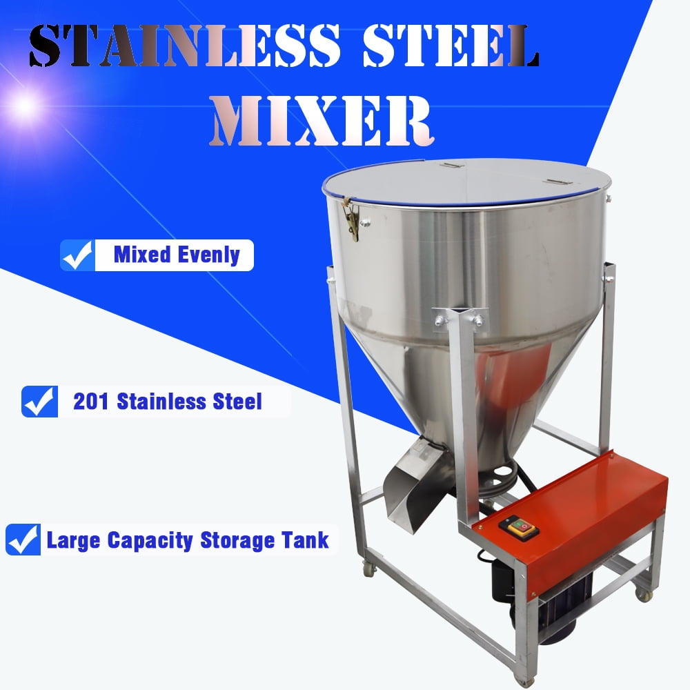 TECHTONGDA Feed Mixer Granular Plastic Food Powder Mixer 201 Stainless Steel 100kg/220Lbs