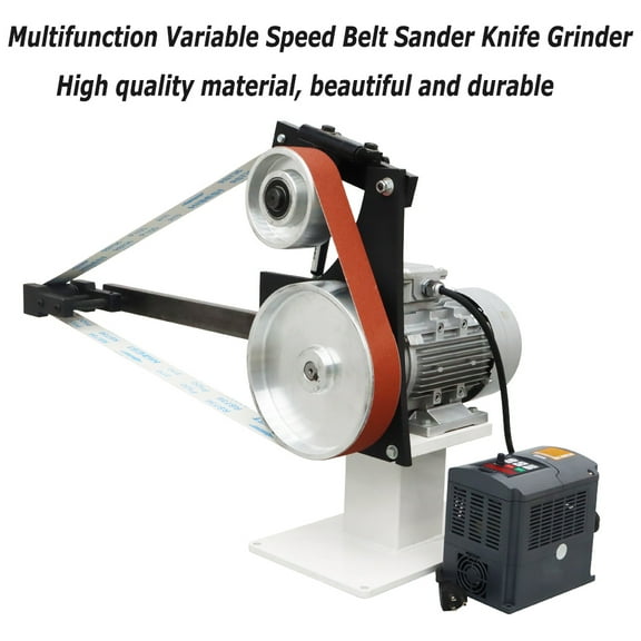 TECHTONGDA Frequency Conversion Sand Belt Machine 71" Knife Grinder Polisher W/3 Grinding Wheel
