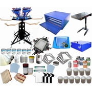 TECHTONGDA Full Set 6-6 Color Screen Printing Kit T-Shirt Micro-regstration Silk Screen Printing Machine Press Platen Rotating DIY Equipment