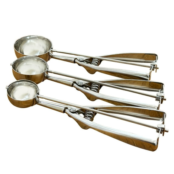 TECHTONGDA Ice Cream Scoop Spoon Spring Handle Masher Cookie Scoop Stainless Steel Mash Potato Spoon Kitchen Fruit DIY 3 Size