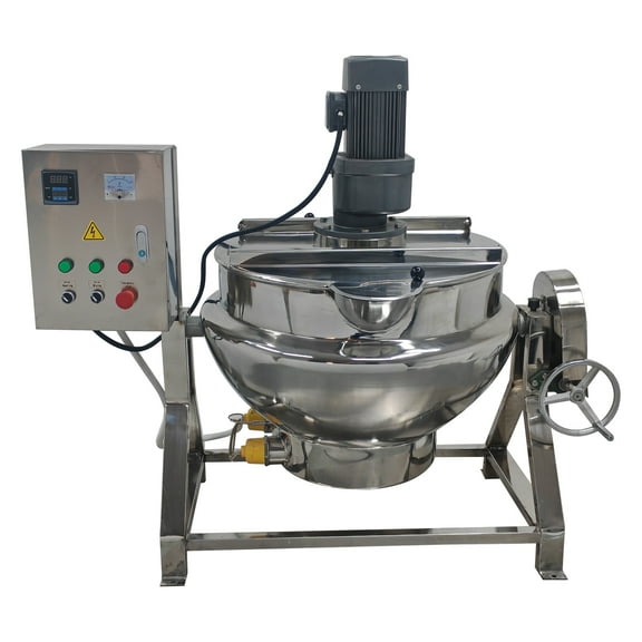 TECHTONGDA Jacketed Kettel Manual Tilt Kettle Stainless Steel with Mixer 100L 26.5Gallon 220V