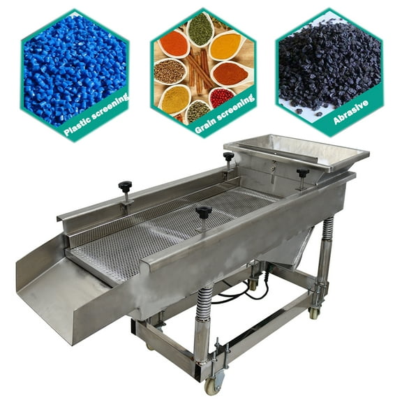 TECHTONGDA Linear Vibrating Screen Stainless Steel Sifter Shaker Screen Machine With 6MM Mesh 220V JG50-150 Medium-Sized