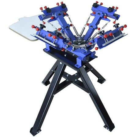 TECHTONGDA Micro-Registration 4 Color 1 Station Screen Printing Machine T-Shirt Printing Press with Stand
