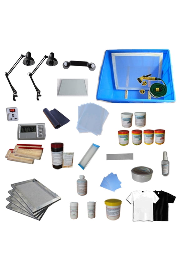 Model-S 4 Color 4 Station Screen Printing with T-Shirt Screen Printing Materials Kit