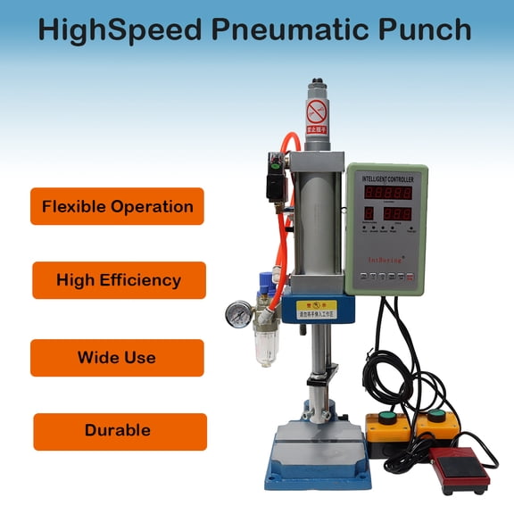 TECHTONGDA Pneumatic Punch Press Machine 440Lb/200kg Pressure Punching Machine with 2 Buttons Controller
