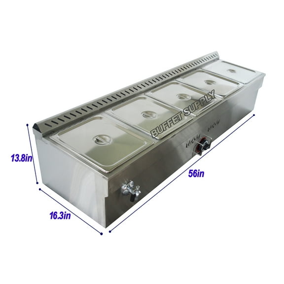 TECHTONGDA Propane Gas Bain-Marie Buffet Food Warmer Food Heating Steam Table 5-Pan