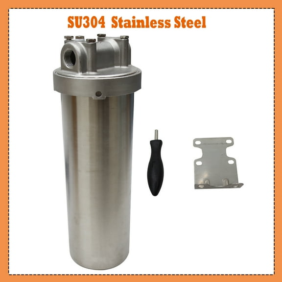 TECHTONGDA Sanitary Strainer 1/2"NPT Stainless Steel Silver Filter Housing for 10" Cartridges w/Bracket Wrench Pin