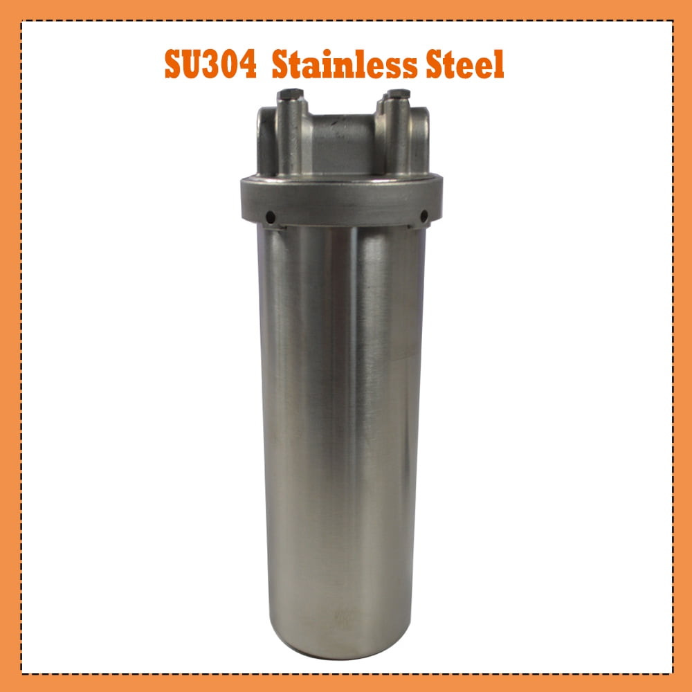 304 Stainless Steel Heavy-Duty Filter Housing – Whole House Water Purification, 3/4" NPT, 10" Cartridges, With Bracket & Wrench
