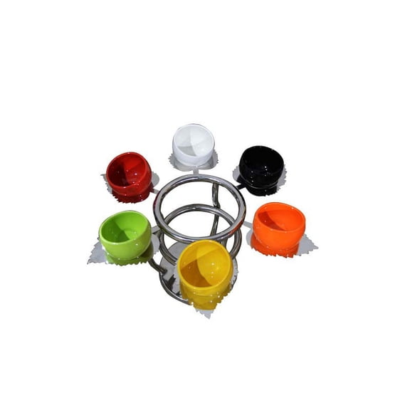 TECHTONGDA Six Leaves Fruit Plate Stainless Steel Fruit Bowl Cake Stand Basket Chrome for Hotel Party