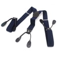 thumbnail image 1 of TECHTONGDA Suspenders Braces Six Button Holes Elastic Classic Adjustment Leather Suspenders Navy Blue, 1 of 13
