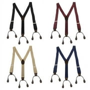 TECHTONGDA Suspenders Braces Six Button Holes Elastic Classic Adjustment Leather