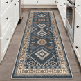 thumbnail image 1 of TECHVIDA 2x6 ft Runner Rug,Vintage Runner Rugs for Hallway,Non Slip Entryway Mat with Rubber Backing, Machine Washable, Bedroom, Kitchen and Corridor Entryway Floor Carpet, Dark Blue, 1 of 12