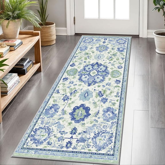 TECHVIDA 2'x6' Hallway Runner Rug Boho,Non Slip Machine Washable Rugs for Hallway Kitchen,Dark Grey