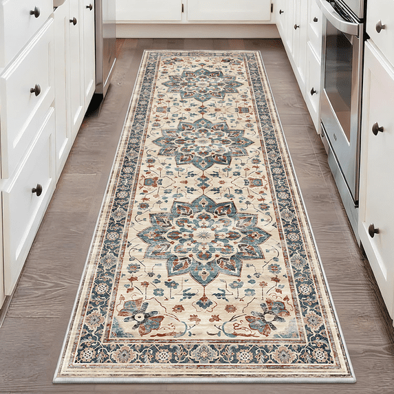 TECHVIDA 2'x6' Hallway Runner Rug Boho,Non Slip Machine Washable Rugs for Hallway Kitchen,Khaki