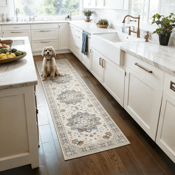 TECHVIDA 2'x6' Hallway Runner Rug Boho,Non Slip Machine Washable Rugs for Hallway Kitchen,Khaki