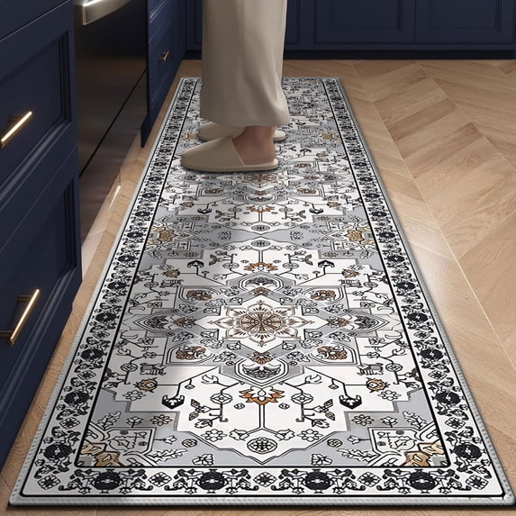 TECHVIDA 2'x8' Hallway Runner Rug Boho,Non Slip Machine Washable Rugs for Hallway Kitchen,Grayish Brown