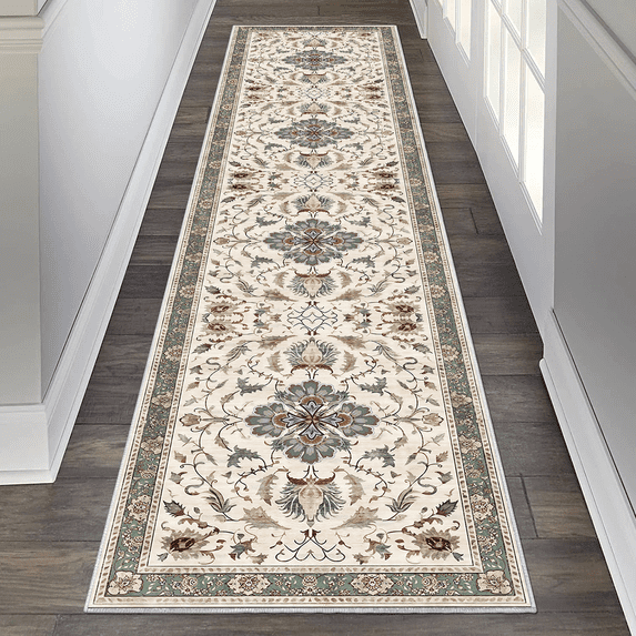 TECHVIDA 2'x8' Hallway Runner Rug Boho,Non Slip Machine Washable Rugs for Hallway Kitchen,Yellowish Brown