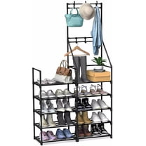 TECHVIDA 5-Tier Shoe Rack Shoe Storage Organizer, Freestanding Coat and Shoe Rack, 25-30 Pairs Shoe Shelf for Entryway Closet